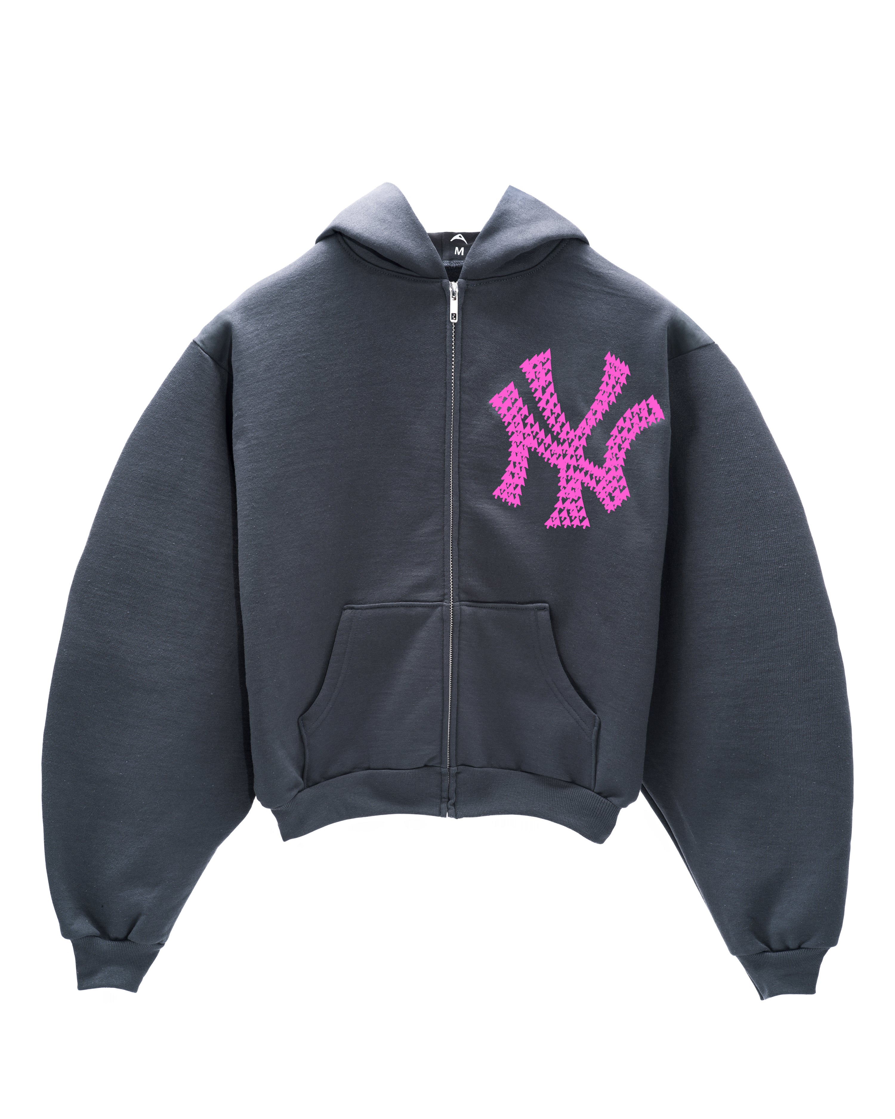 "NY" ZIP-UP HOODIE (PINK VARIANT)