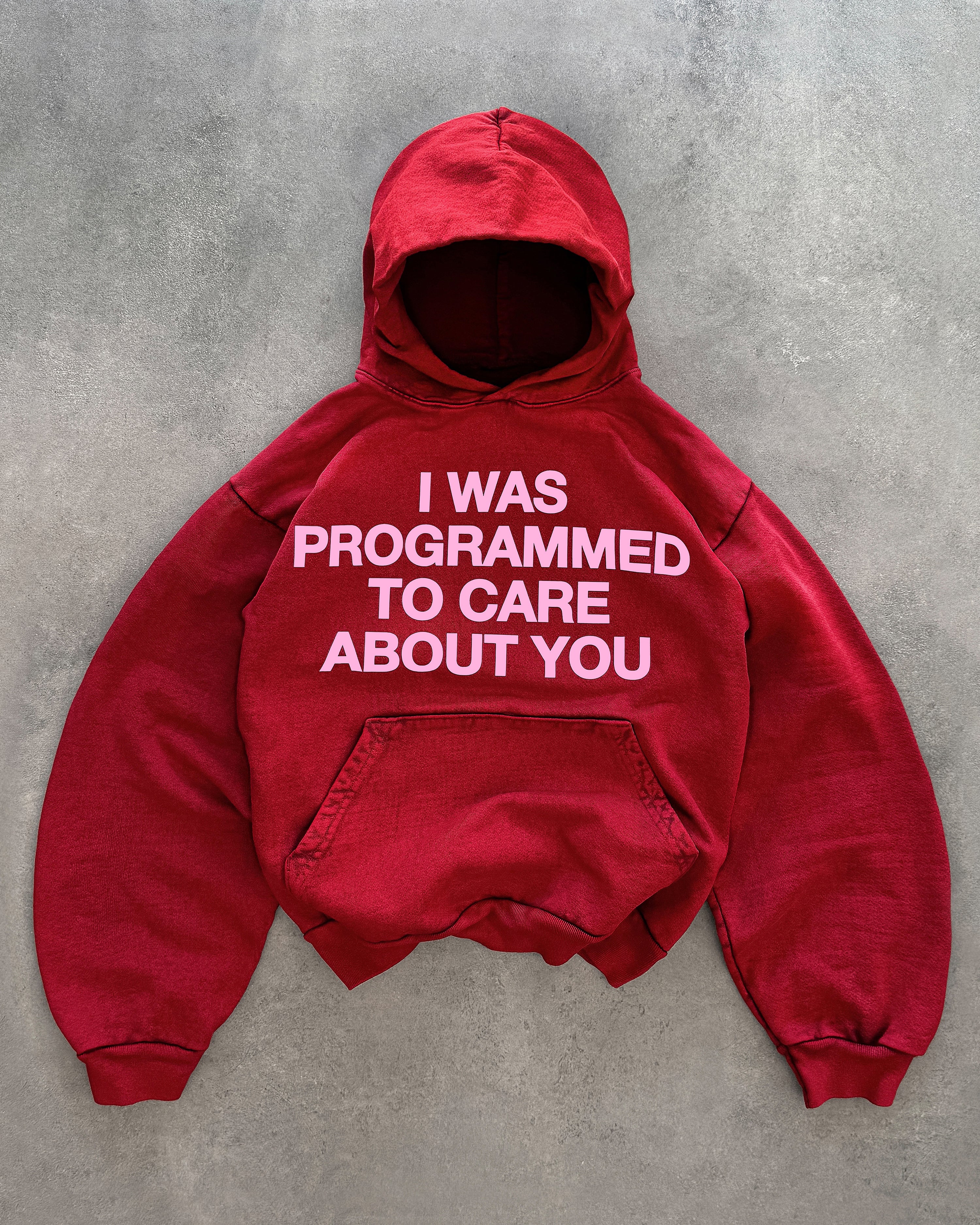 "PROGRAMMED TO CARE" HOODIE (PINK VARIANTS)