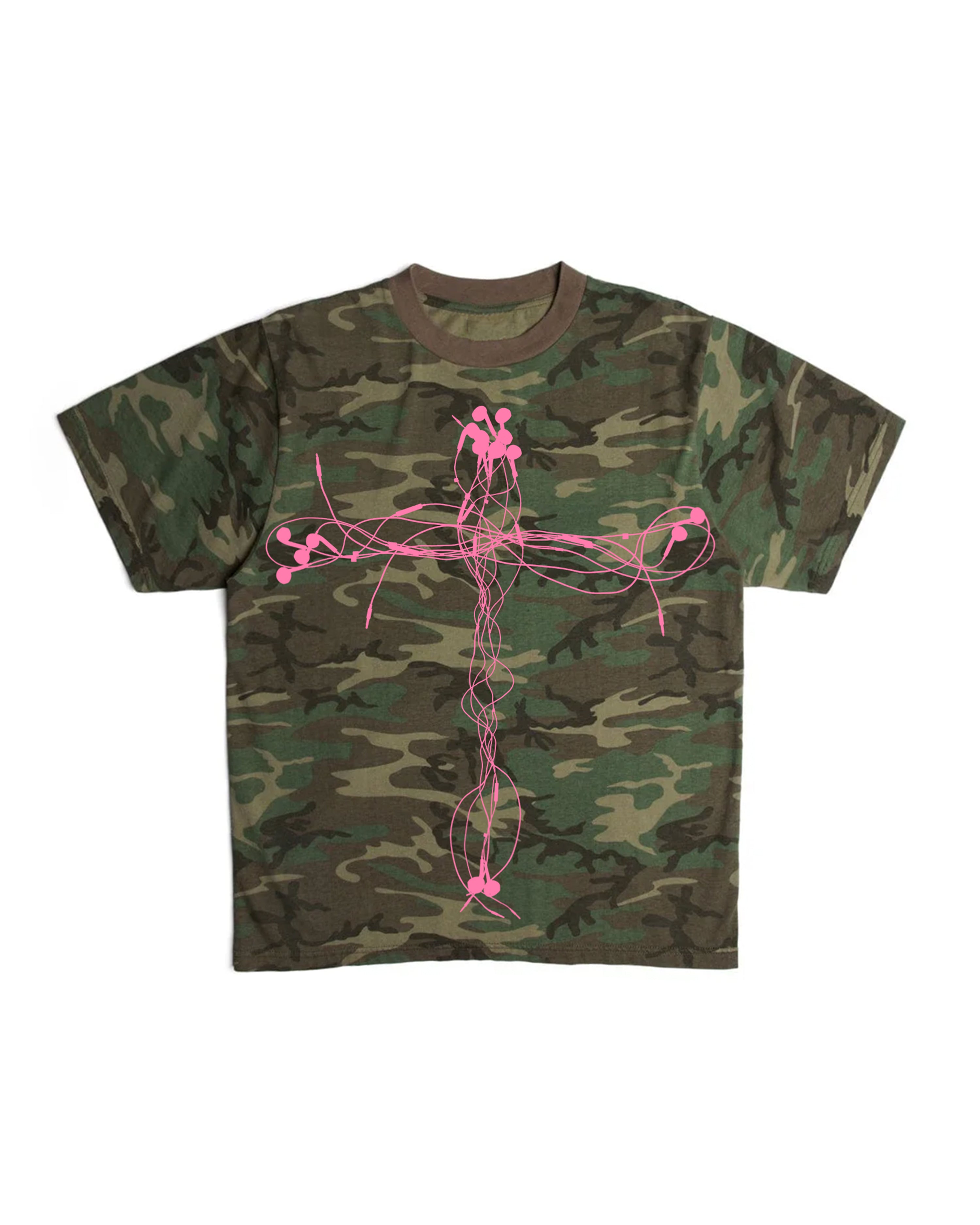 "EARPHONES" CAMO T-SHIRT (PINK VARIANT)