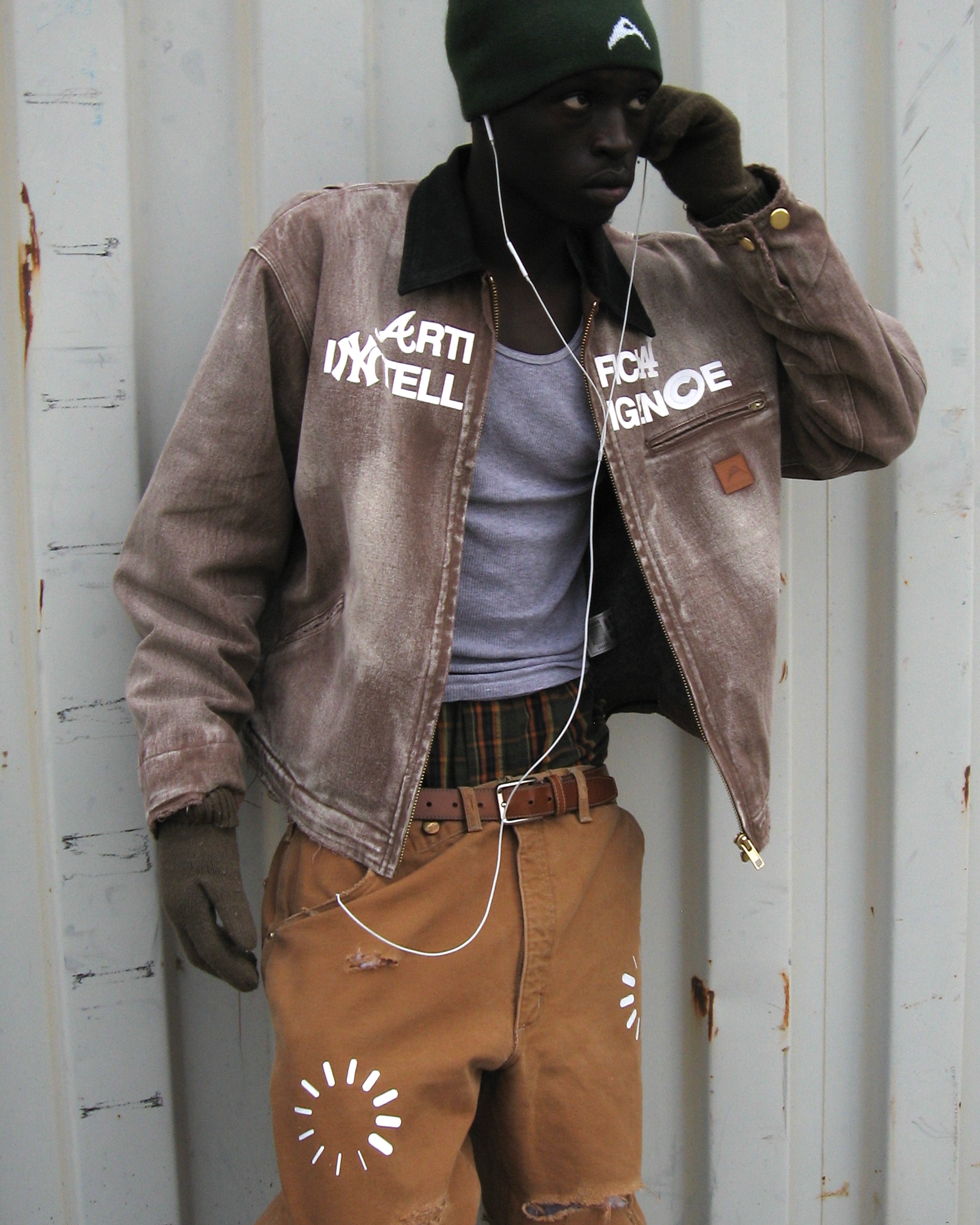 "ARTIFICIAL INTELLIGENCE" FADED BROWN WORK JACKET