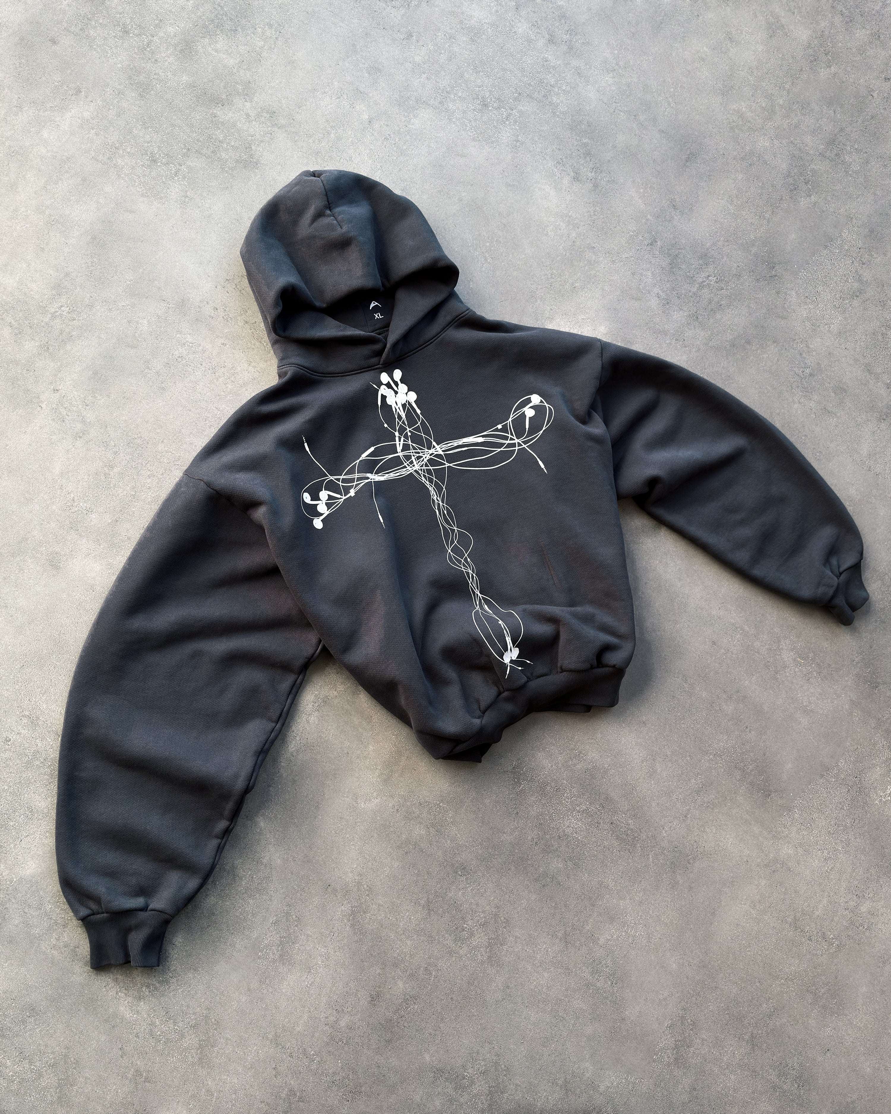 "EARPHONES" DOLPHIN BLUE HOODIE