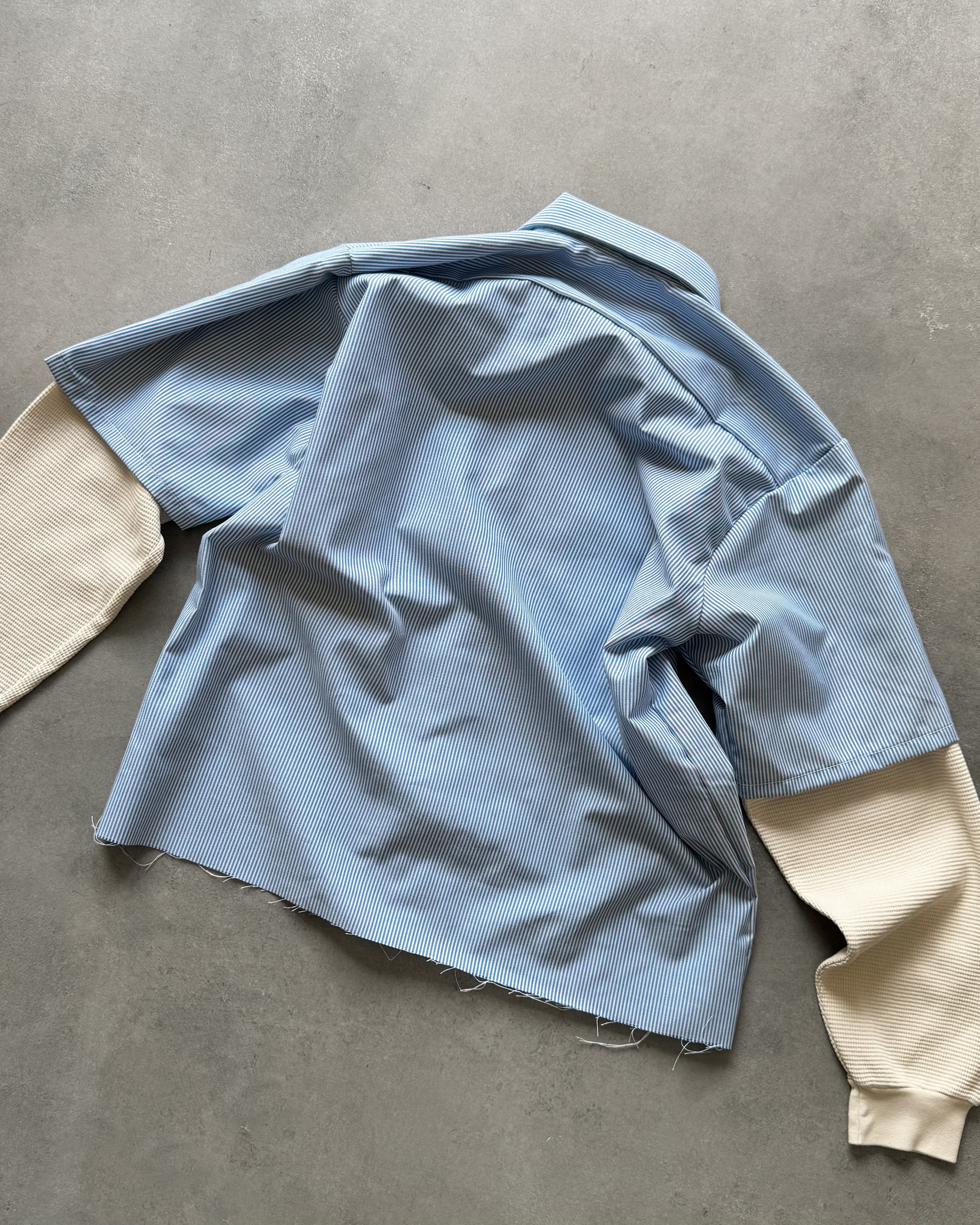 "CLICK HERE" BLUE WORK SHIRT