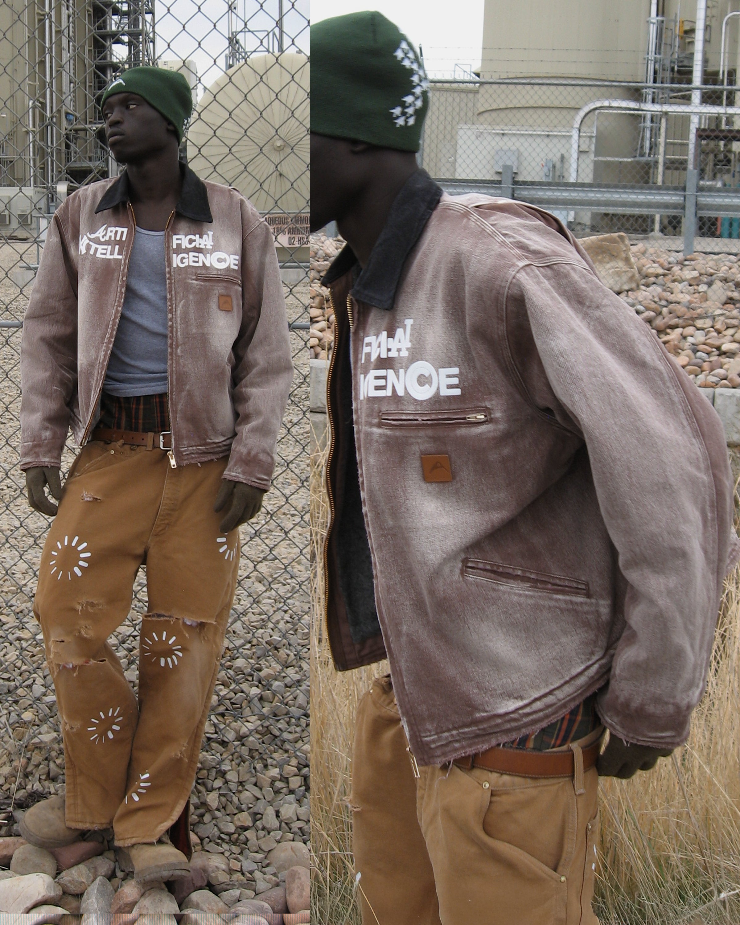 "ARTIFICIAL INTELLIGENCE" FADED BROWN WORK JACKET