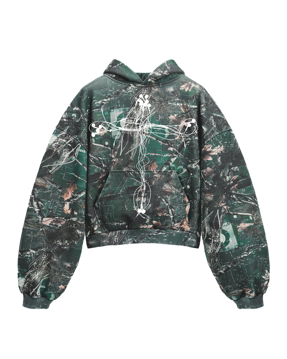 "EARPHONES" TECH CAMO HOODIE