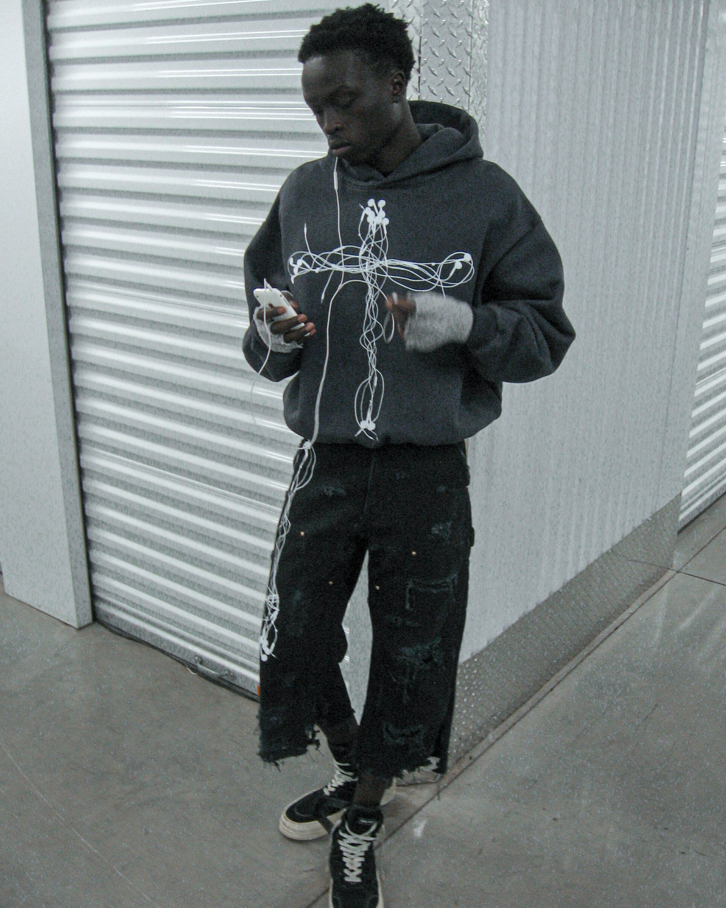 "EARPHONES" DOLPHIN BLUE HOODIE