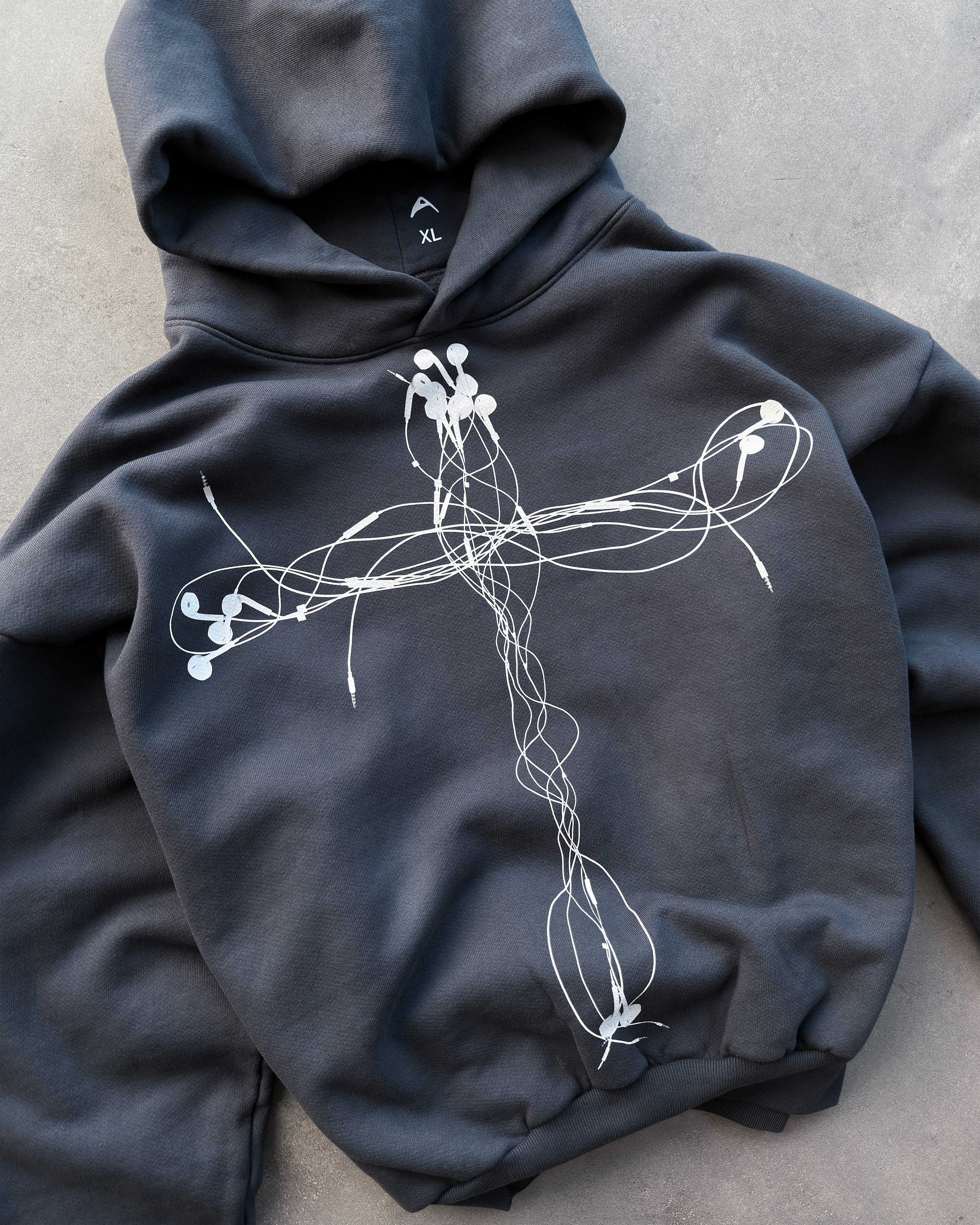 "EARPHONES" DOLPHIN BLUE HOODIE